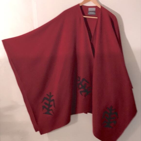 Tammy Beauvais Mohawk Nation Red Cashmere Wool Cape. OS - Picture 8 of 10